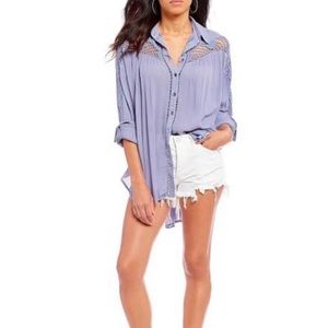 Free People // Crotchet Button-Down // XS // Blue